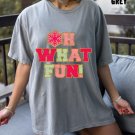 Pink Christmas Shirt, Oh What Fun! Christmas Oversized Vintage Tshirt, Glitter Christmas Shirt