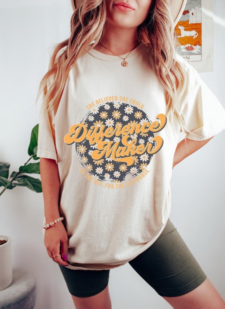 Tshirt, Nurse Difference Maker Oversized Shirt, Graphic Tee