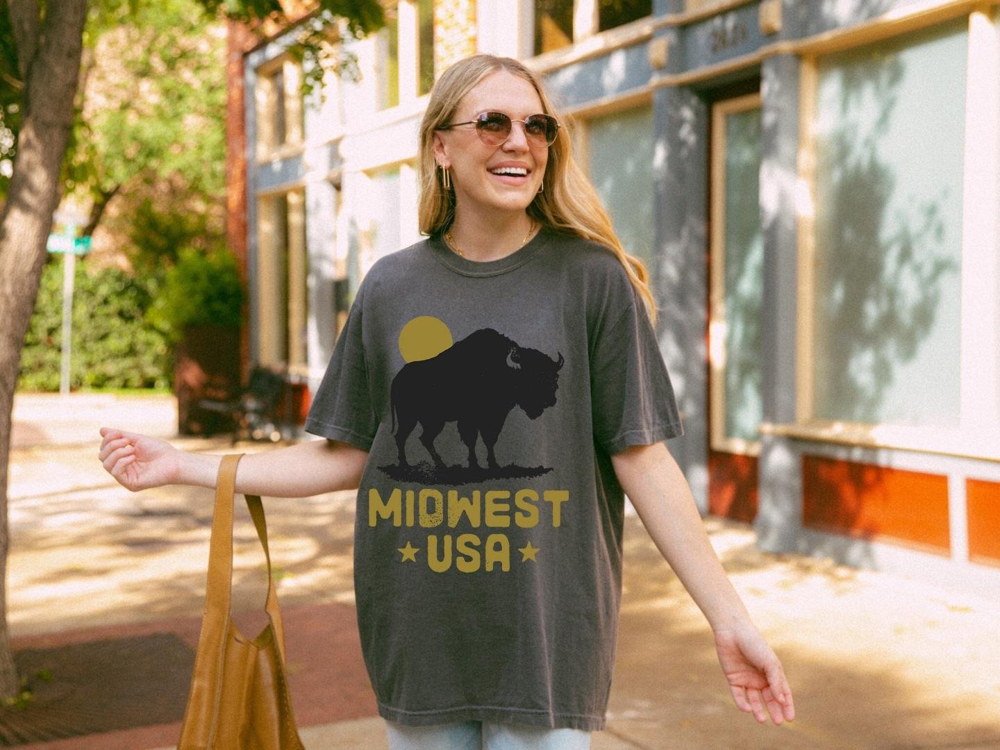 Be The Buffalo Charge The Storm Shirt, Midwest USA Oversized TShirt, Cross Country Road Trip Tee