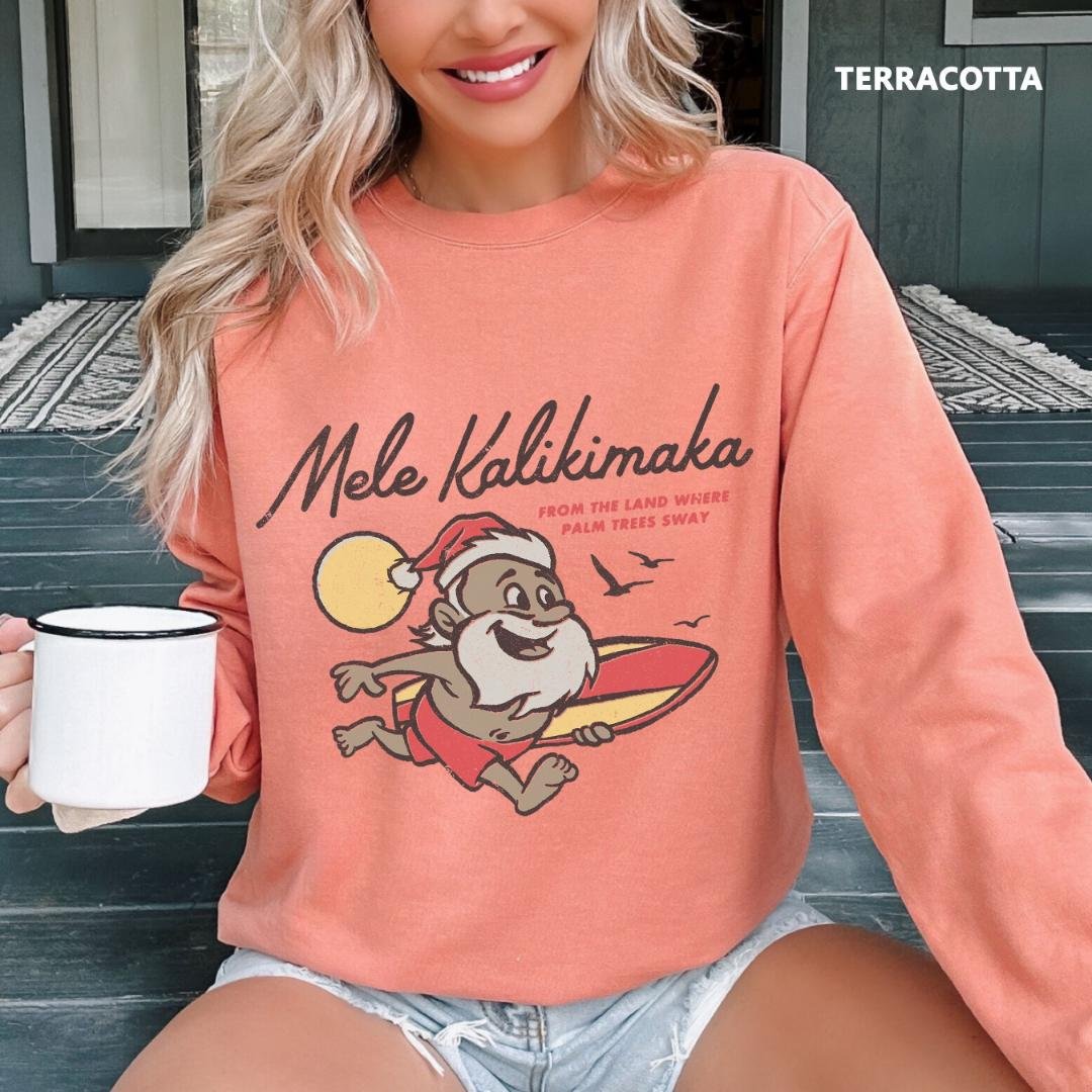 Hawaiian Christmas Oversized Sweater, Mele Kalikimaka Bing Crosby Santa Sweater