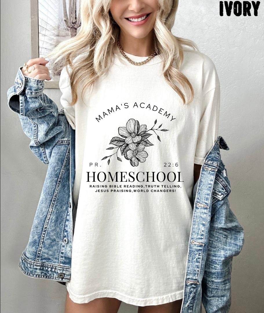 Tee, Mamas Academy Homeschool Bible Verse Tee, Proverbs 22 verse 6