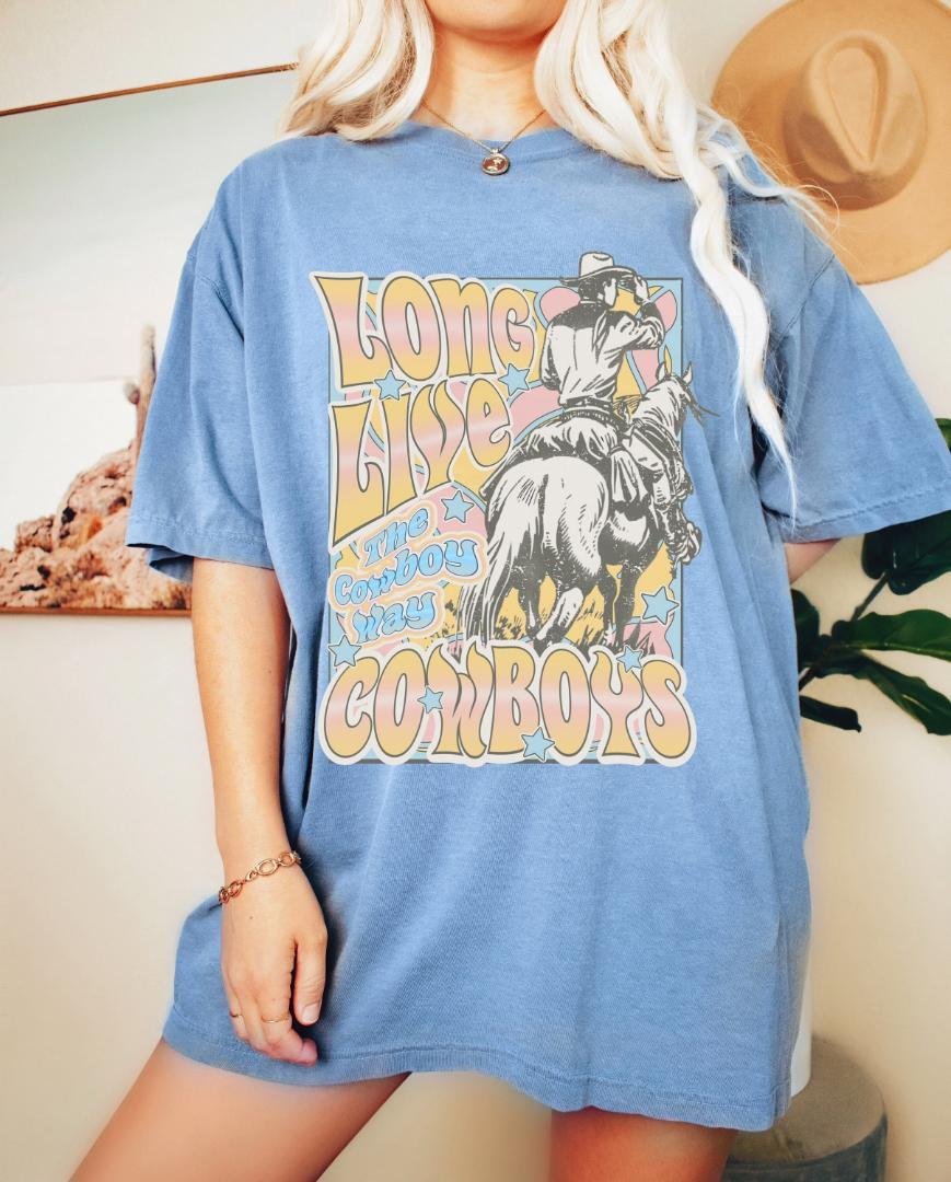 TShirt, Long Live Cowboys Oversized TShirt, Graphic Tees For Women