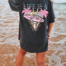 Surfing Skeleton Shirt, Life is a Beach Make Some Waves Oversized TShirt, shirt