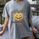 Halloween Pumpkin Shirt, Lets Get Smashed Oversized Vintage T-shirt, Funny Halloween Shirt