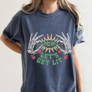 Skeleton Christmas Shirt, Lets Get Lit Skeleton Christmas Oversized Vintage Tee