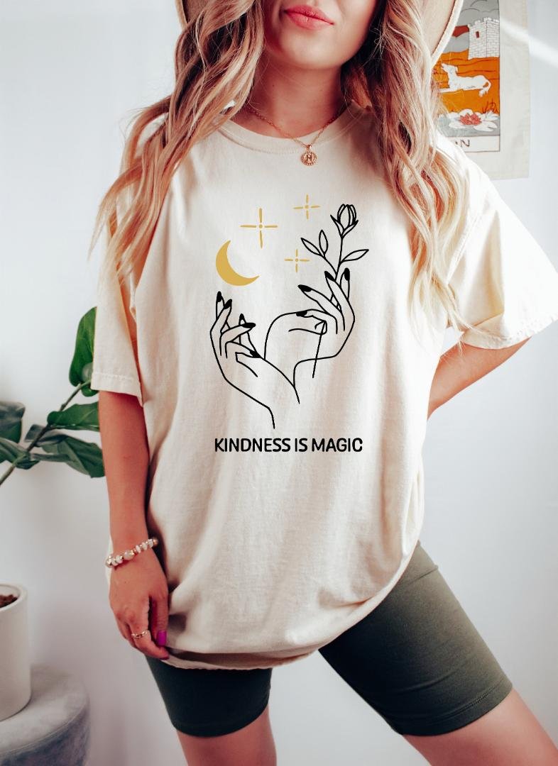 Be Kind Shirt, Kindness is Magic Oversized Vintage T-Shirt, Vintage Inspired Cotton Shirt