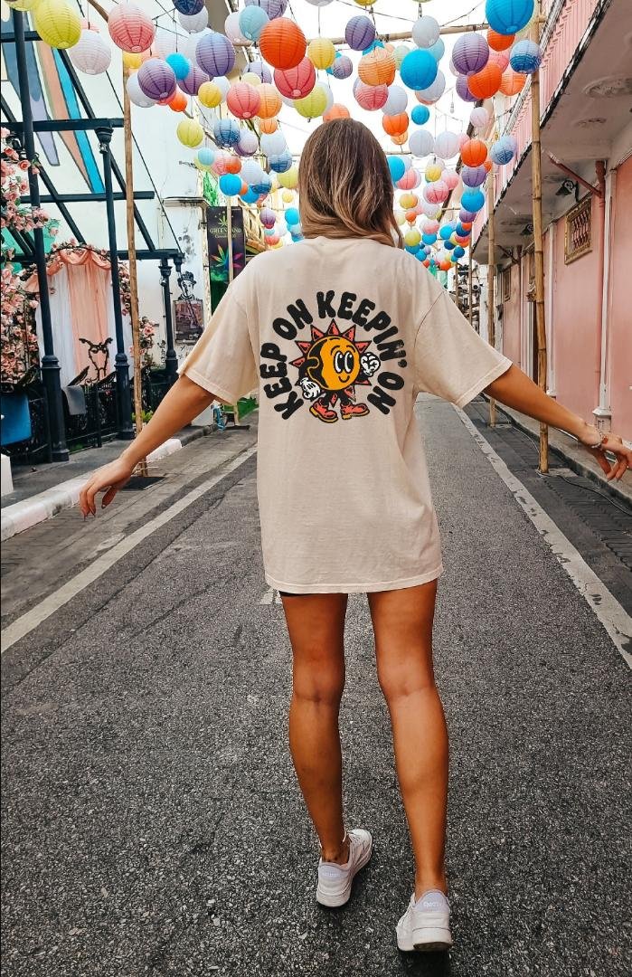 Stay Positive Shirt, Keep On Keepin On Oversized Vintage T-Shirt, Tshirt