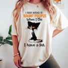 Halloween Black Cat T-Shirt, I Fully Intend To Haunt People When I Die Oversized Vintage T-Shirt