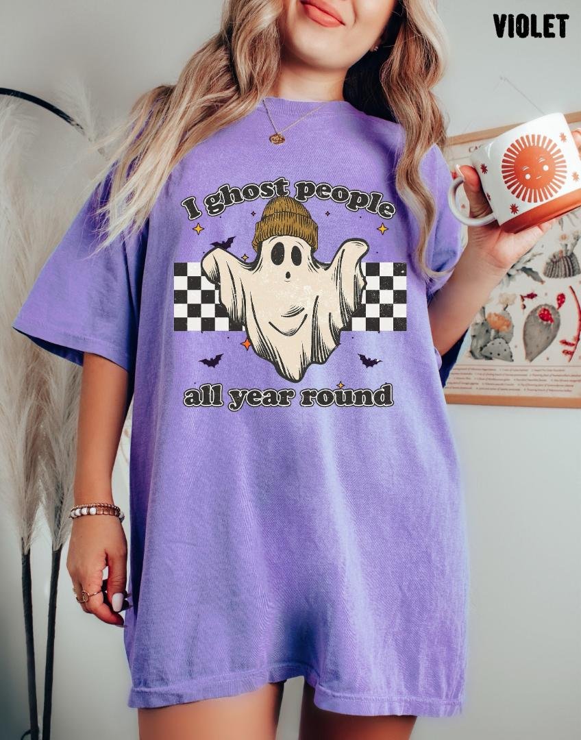 Halloween Shirt, I Ghost People All Year Round Oversized Vintage T Shirt, Tee