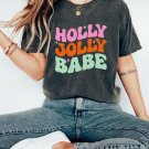 Retro Christmas Shirt, Holly Jolly Babe Christmas Oversized Vintage Shirt, Holly Jolly Vibes