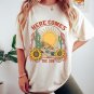 Vintage Inspired Cotton T-shirt, Here Comes The Sun Shirt, Retro Beach Graphic Shirt