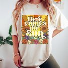 Vintage Inspired Cotton T-shirt, Here Comes The Sun Shirt, Retro Beach Graphic Shirt