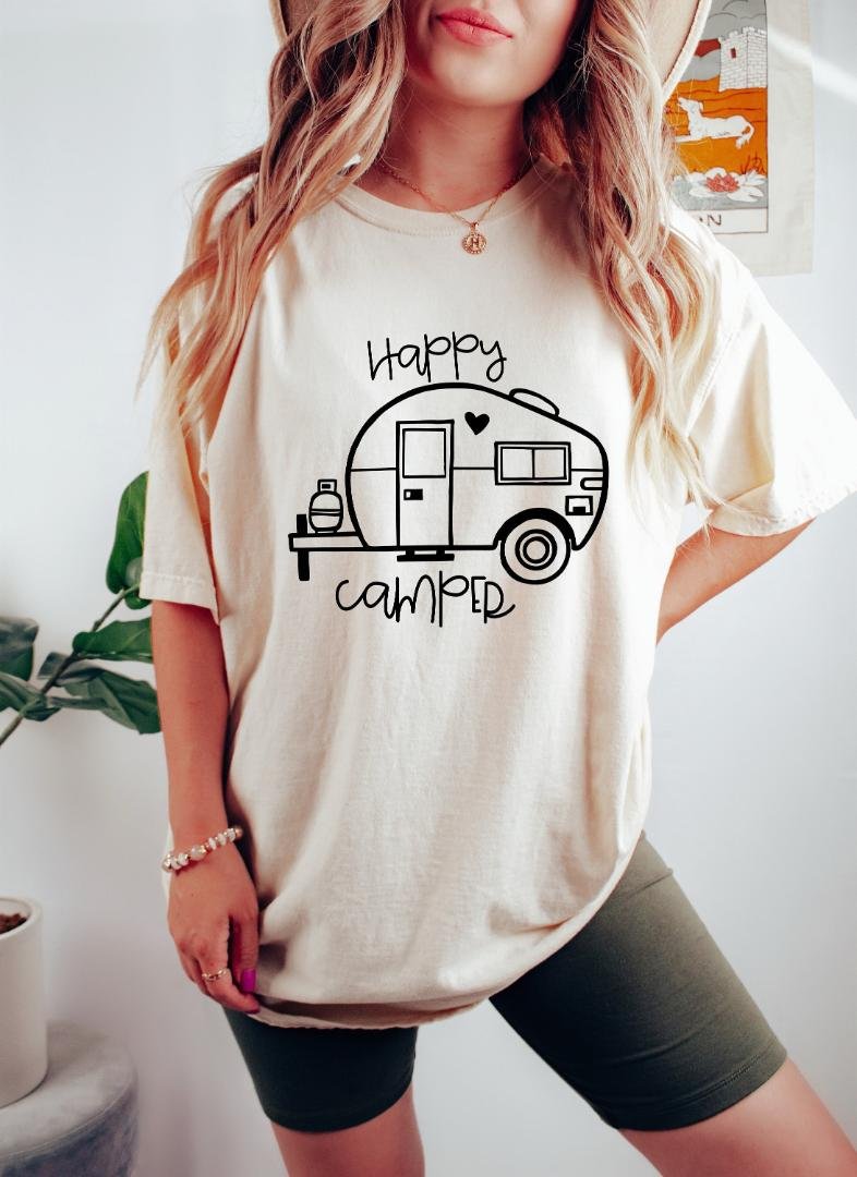 Shirt, Happy Camper Oversized Shirt, Oversized Tee