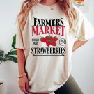 Strawberry Shirt, Farmers Market Strawberry Oversized Vintage T-Shirt, Support Local Farmers