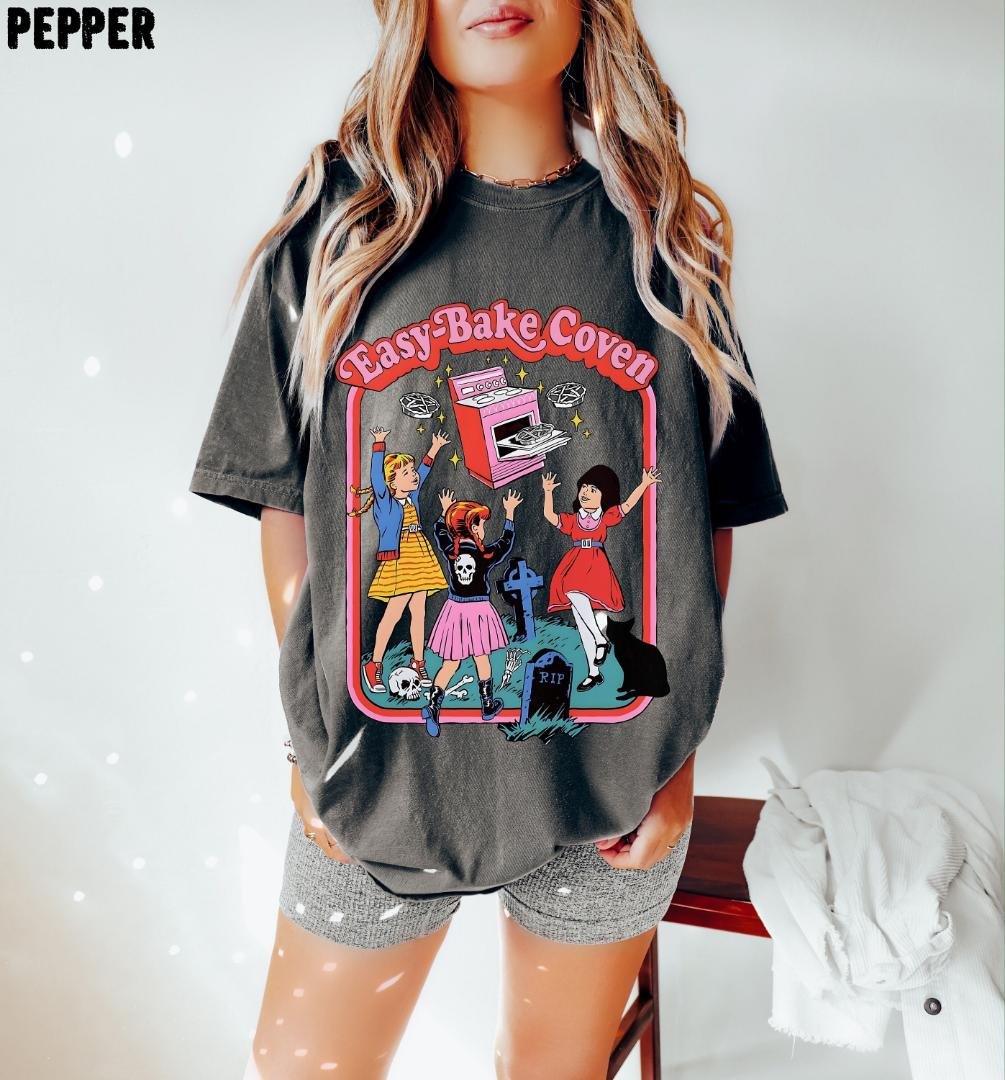 Halloween Tee, Easy Bake Coven 90s Horror Movie Fan Oversized Vintage T Shirt, Tee