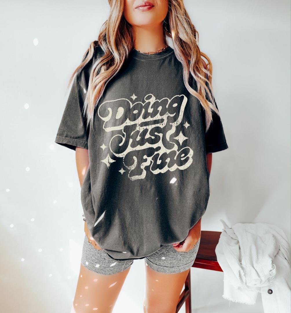 Shirt, Doing Just Fine Oversized Vintage Shirt, Retro 60s Shirt