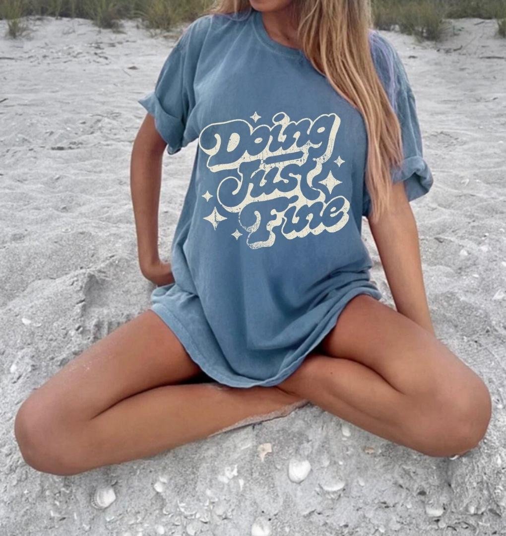 Shirt, Doing Just Fine Oversized Vintage Shirt, Retro 60s Shirt