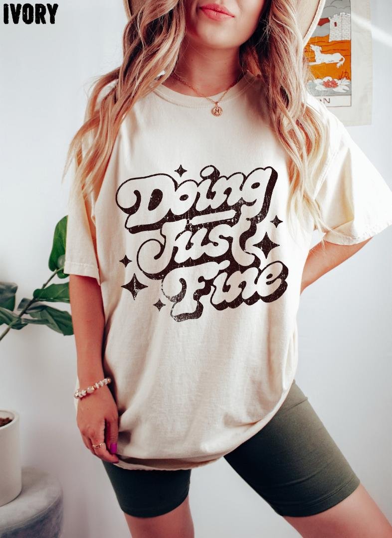 Shirt, Doing Just Fine Oversized Vintage Shirt, Retro 60s Shirt