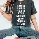 Drinking Christmas Shirt, Dasher Dancer Prancer Vixen Moscato Vodka Tequila Blitzen Tee