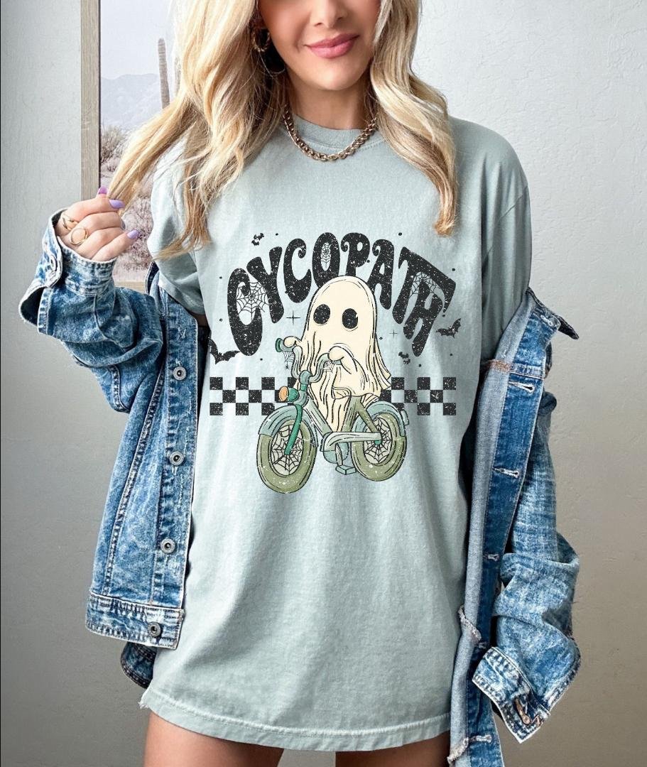 Halloween Shirt, Cycopath Ghost Oversized Vintage T Shirt, Tshirt