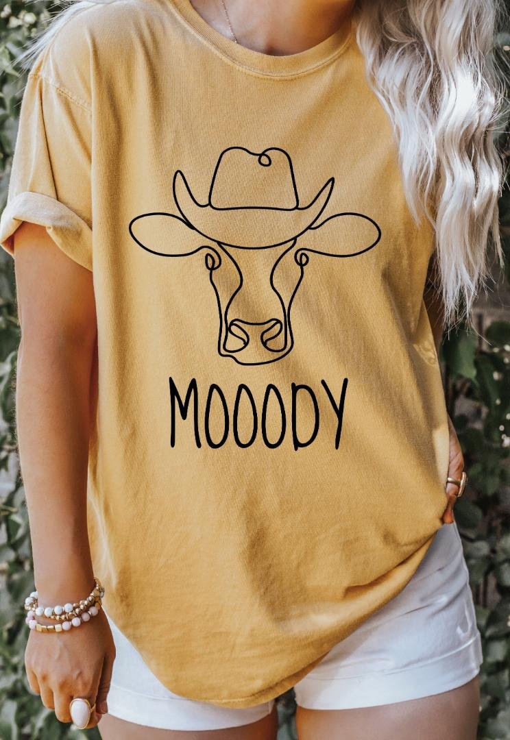 Tee, Cow Mooody Oversized Tee, Country Western Shirts