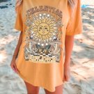 Boho Sun Moon Shirt, Celestial Dreamer Mushroom Oversized Vintage T-Shirt, Mushroom Shirt