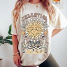 Boho Sun Moon Shirt, Celestial Dreamer Mushroom Oversized Vintage T-Shirt, Mushroom Shirt
