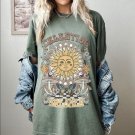 Boho Sun Moon Shirt, Celestial Dreamer Mushroom Oversized Vintage T-Shirt, Mushroom Shirt