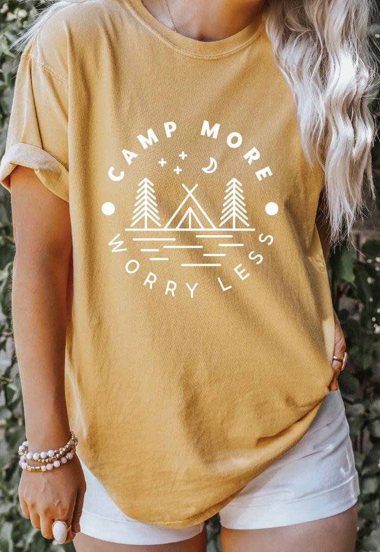 Shirt, Camp More Worry Less Oversized T-Shirt, Adventure Time Shirt
