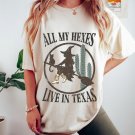 Witch Cowgirl Tee, All My Hexes Live In Texas Oversized Vintage T Shirt