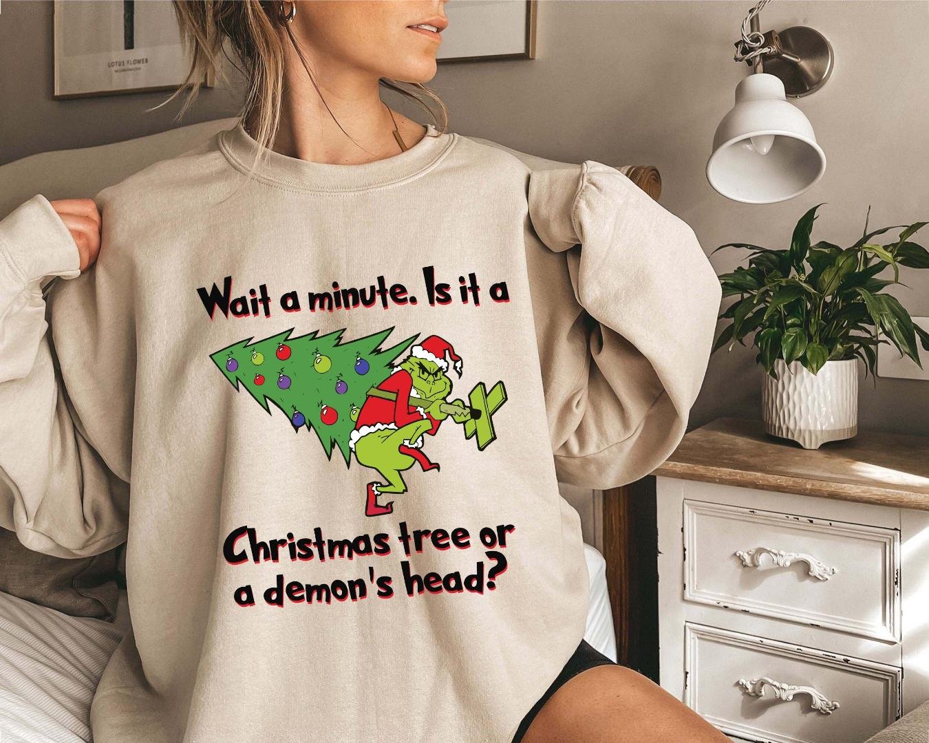 Merry Grinchmas Shirt, Wait A Minute Is It A Christmas Tree Or A Demonds Head Shirt