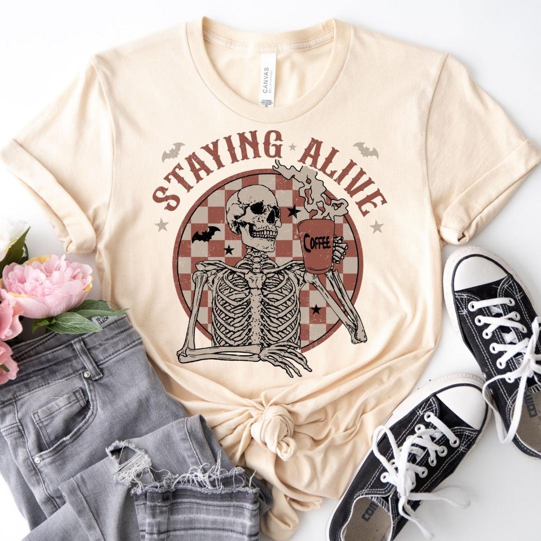 Skeleton Lovers Gift, Staying Alive Shirt