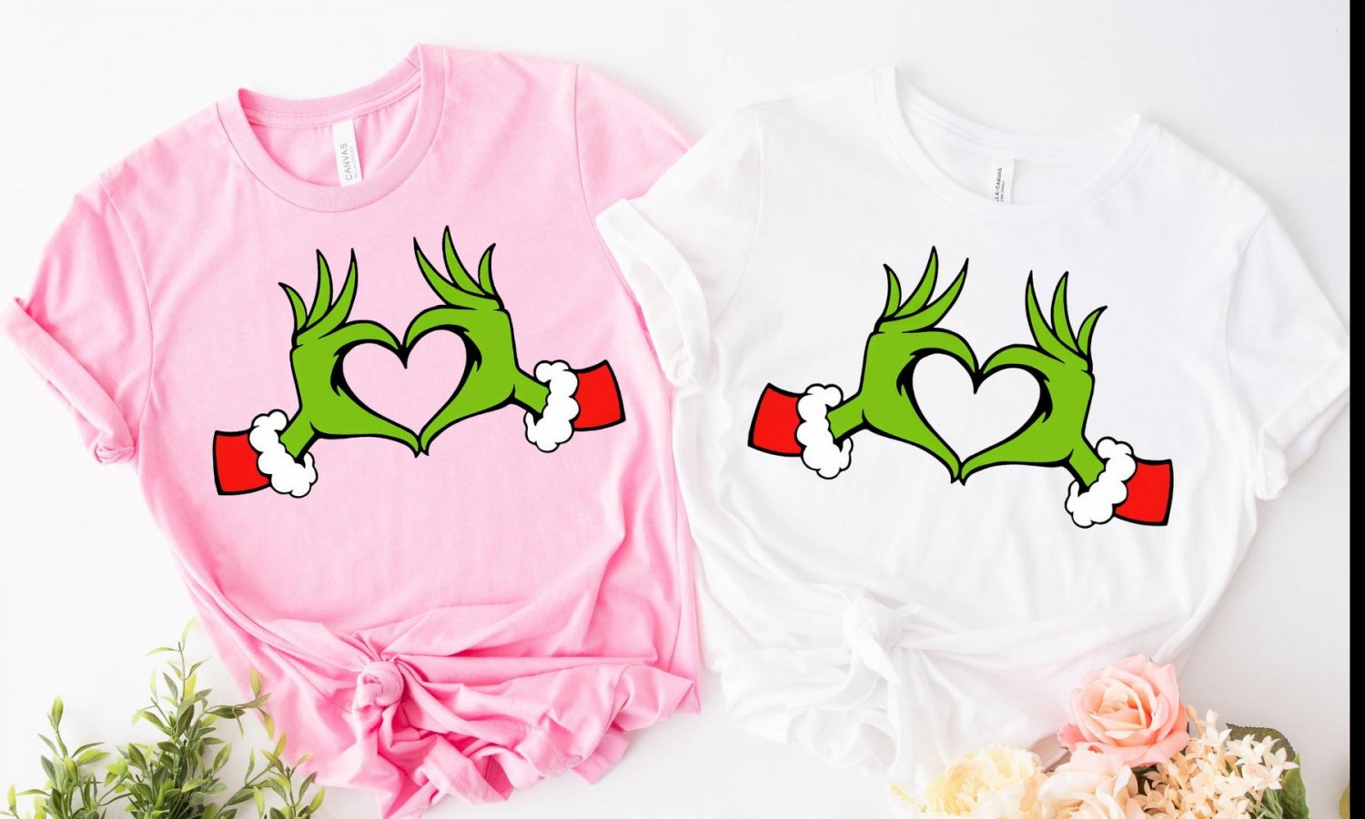Heart Hands Graphic Tees, Christmas Grinch Shirt