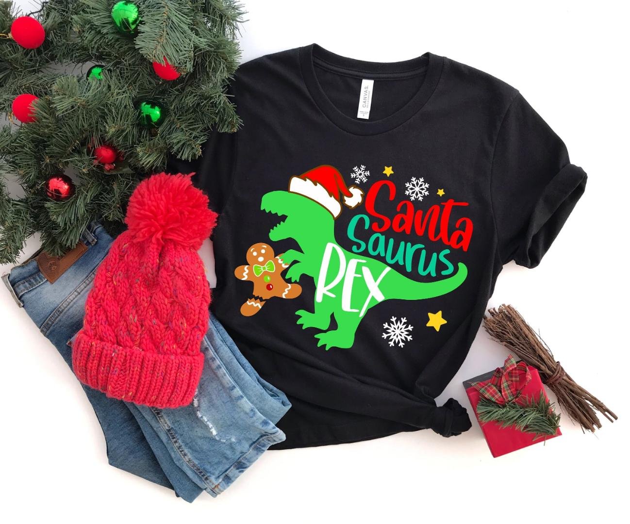 Santa Shirts, Santa Saurus Rex Shirt, Christmas Squad Shirts