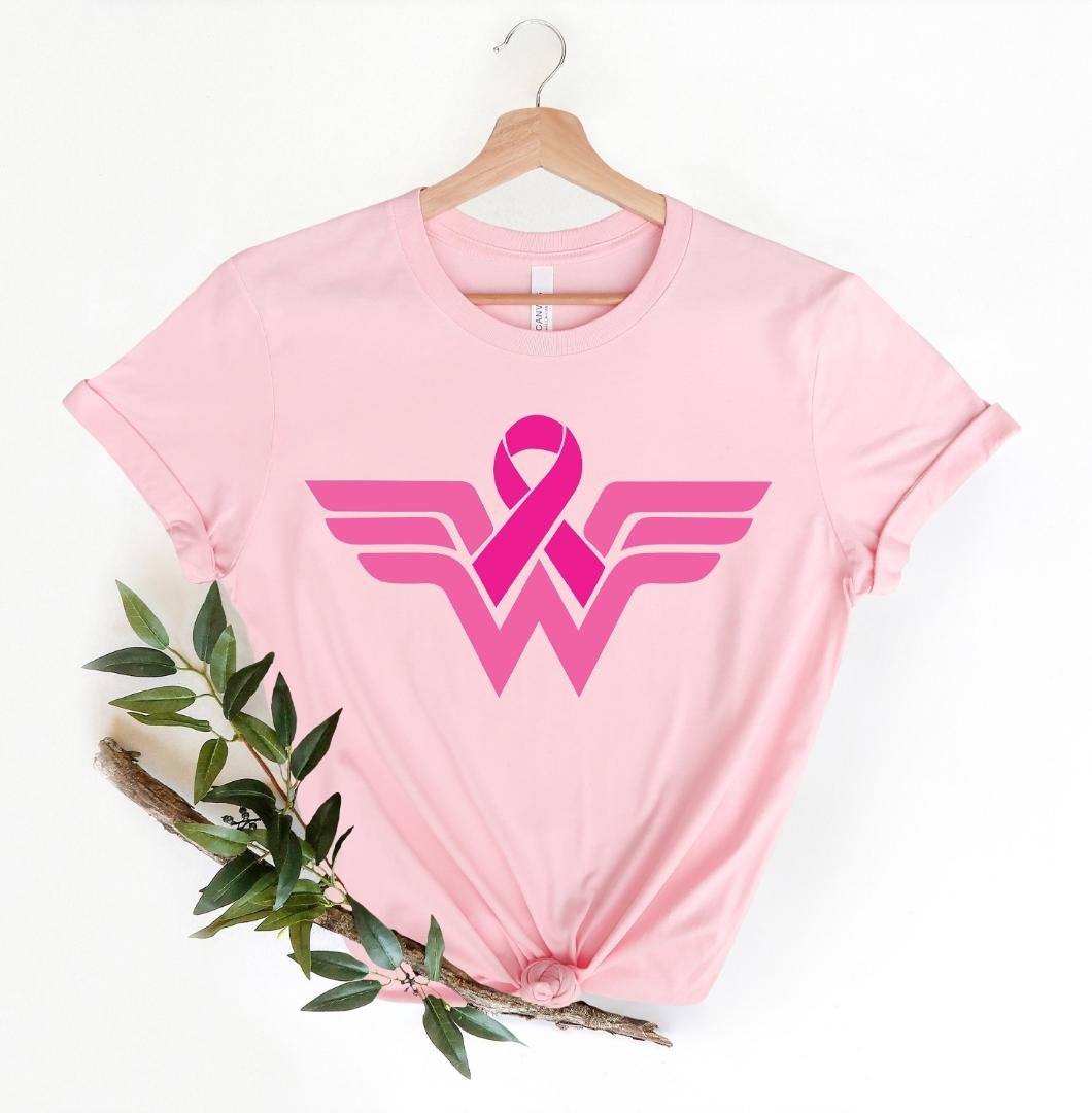 Support Squad Shirt, Pink Ribbon Wonder Woman Shirt, Breast Cancer Awareness Shirt
