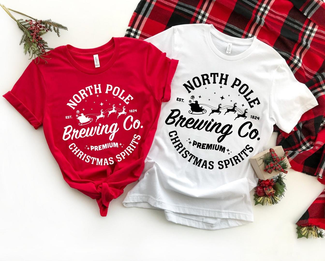Santa Shirts, North Pole Brewing Co Shirt, Christmas Coffee Shirt