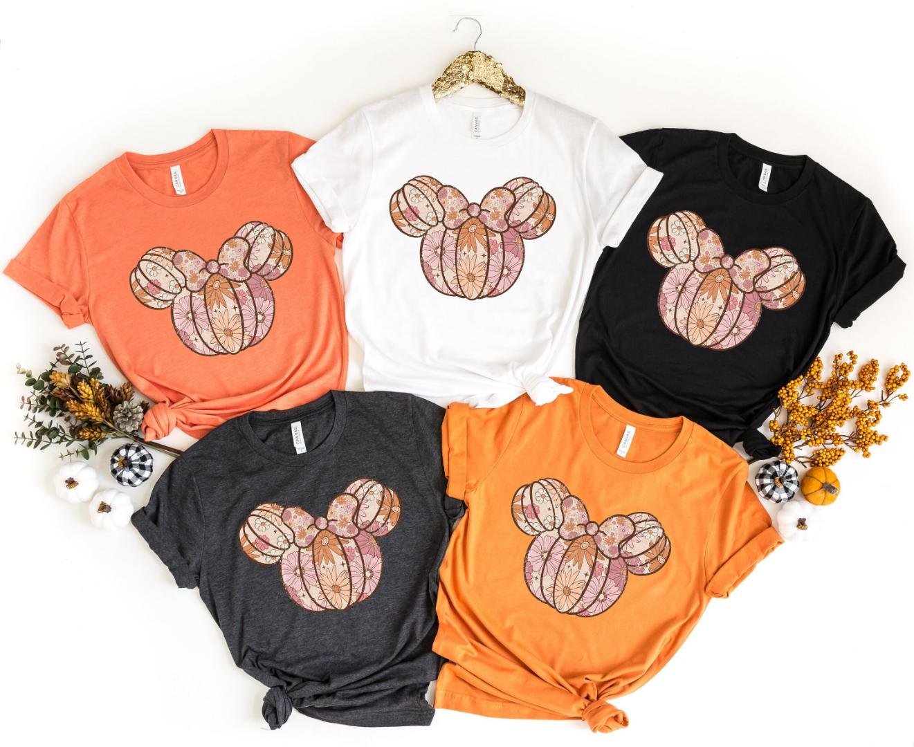 Grateful Shirt, Minnie Mouse Floral Pink Pumpkin Shirt, Disney Shirts