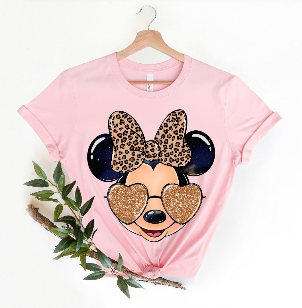 Disneyland Trip Shirt, Leopard Pattern Minnie Mouse With Sunglasses Shirt, Mickey and Minnie
