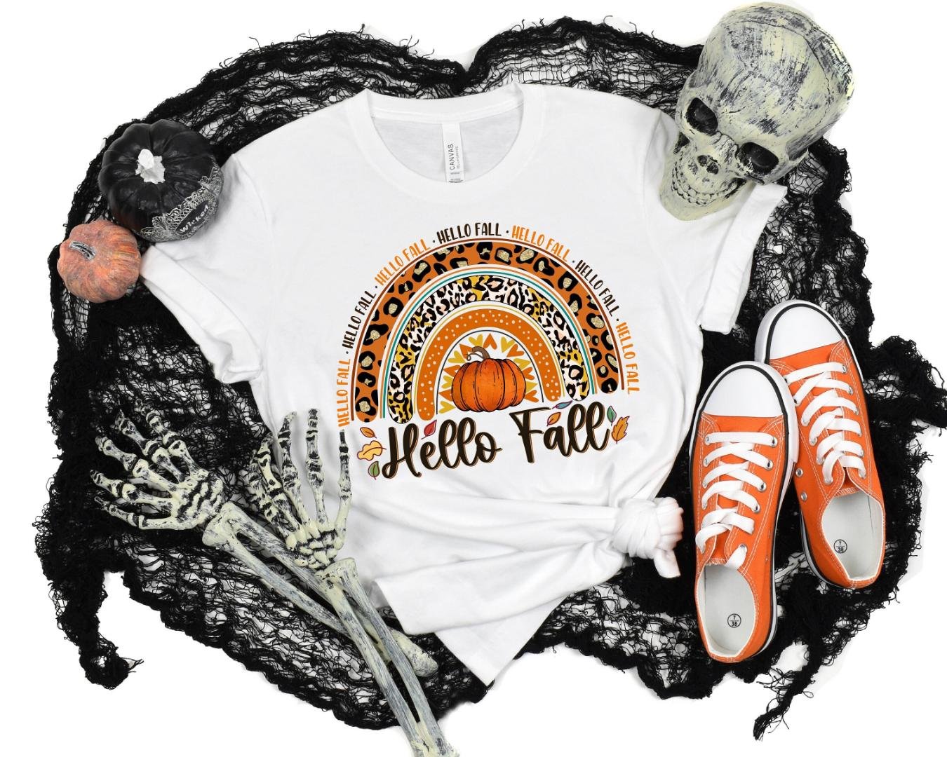 Blessed, Hello Fall Pumpkin Rainbow Shirt, Thankful Turkey