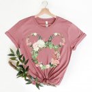 Family Disneyland Trip, Floral Mickey Mouse Head Shirt, Mickey and Minnie