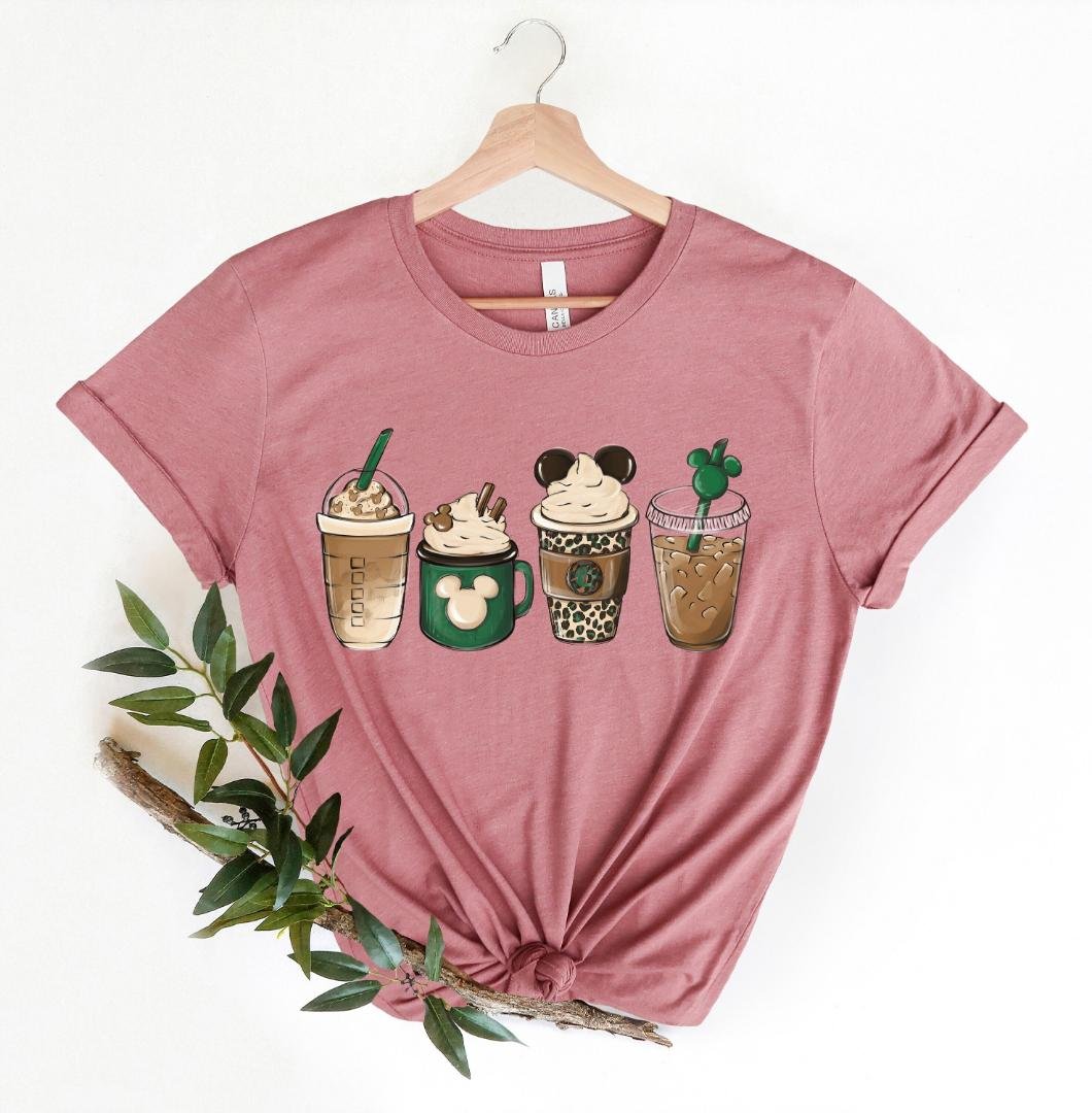 Mickey Mouse, Disney Leopard Pattern Coffee Shirt, Disneyland Trip Shirt