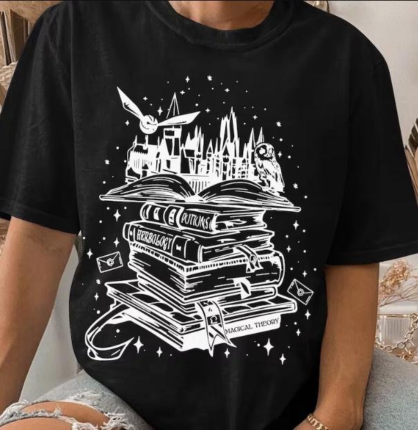 Hogwarts Castle Book Tee, Bookish Shirt, Believe in Magic, Wizard Colors, Herbology Shirt