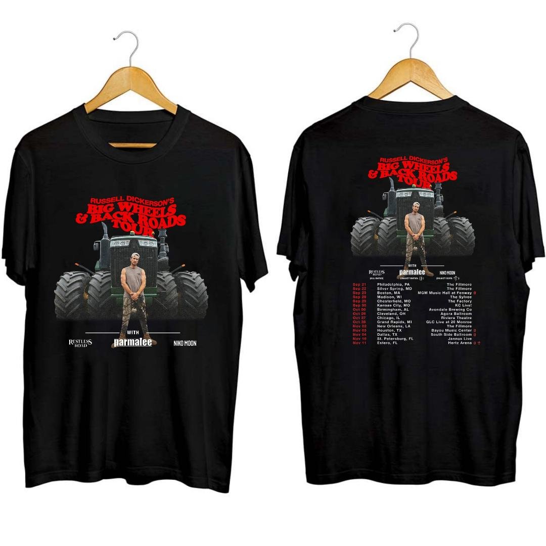 Russell Dickerson Fan Shirt, Russell Dickerson Big Wheels And Back Roads Tour 2023 Shirt