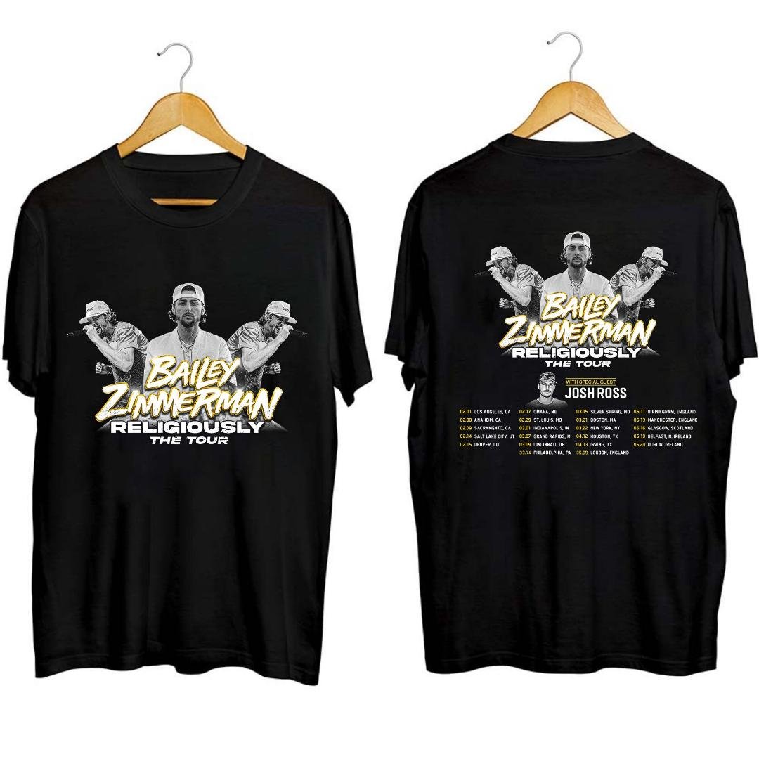 Bailey Zimmerman Fan Shirt, Bailey Zimmerman Religiously World Tour 2024 Shirt