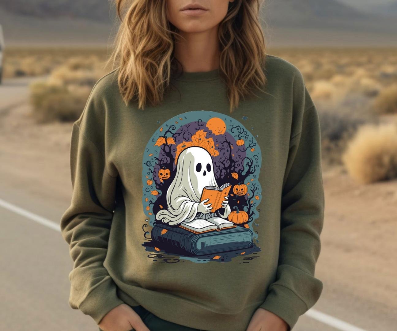 Teacher Halloween Shirt, Ghost Reading Shirt, Librarian Shirt, Reading Shirt, Book Lover Tshirt