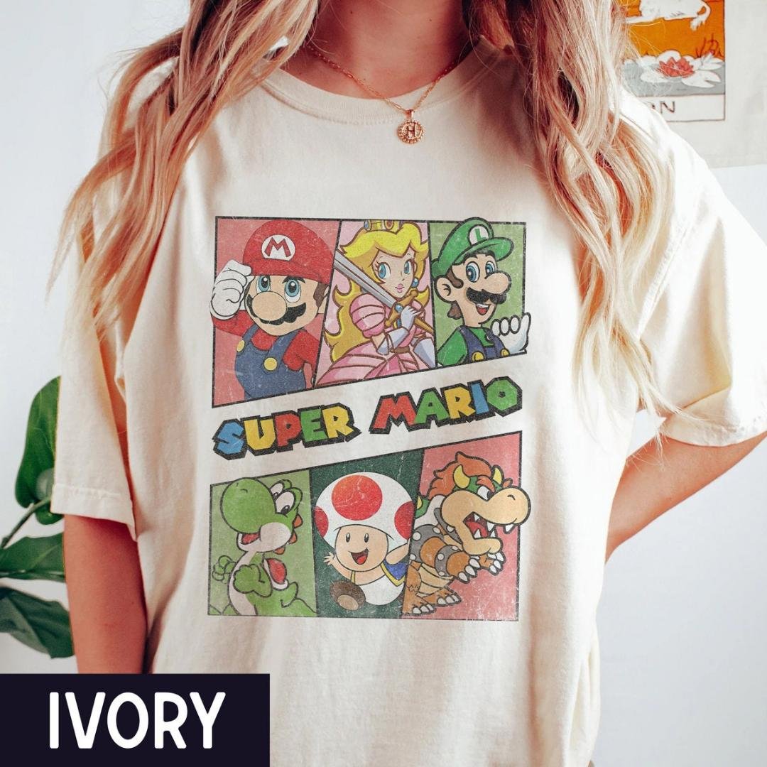 Nintendo Super Mario T-shirt Princess Peach Shirt Vintage Super Mario And Luigi Tee Mario Kid Shirt