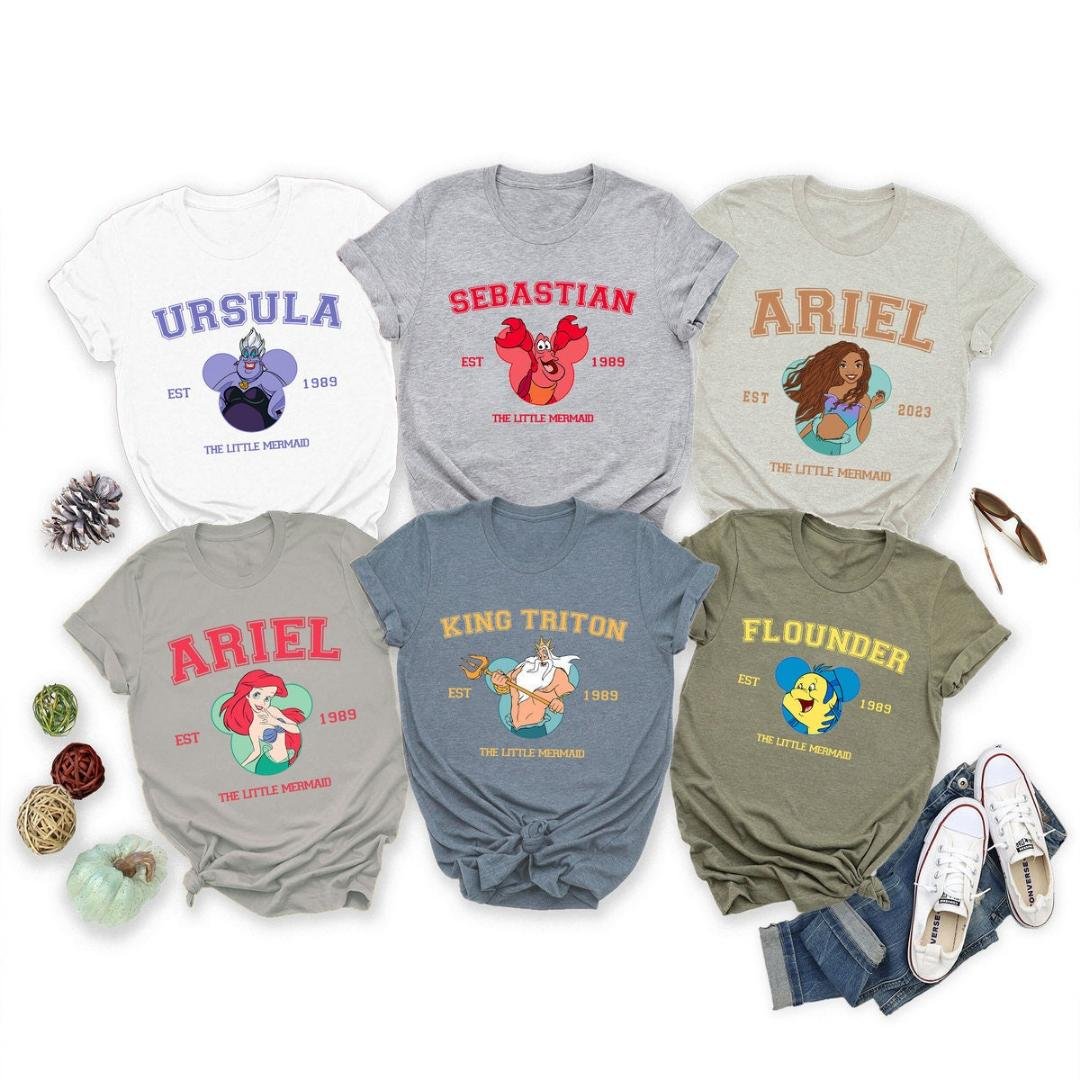Ariel Flounder Ursula Shirt, Disney The Little Mermaid Est 1989 All Characters Shirt