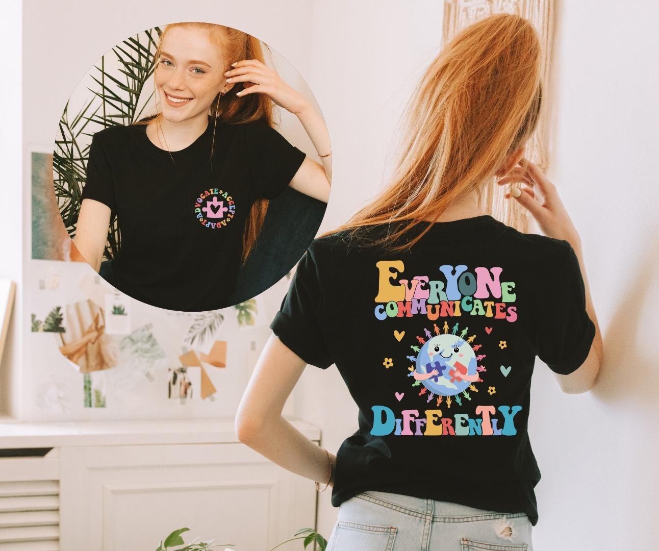 Autism Therapist Tee, Everyone Communicates Differently shirt, Autism Awareness Shirt