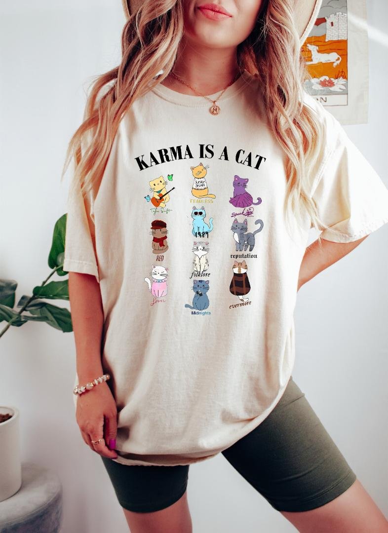 Karma Is A Cat Shirt, Tee, Funny Cat Shirt, Eras Cat Shirt, Karma T-shirt
