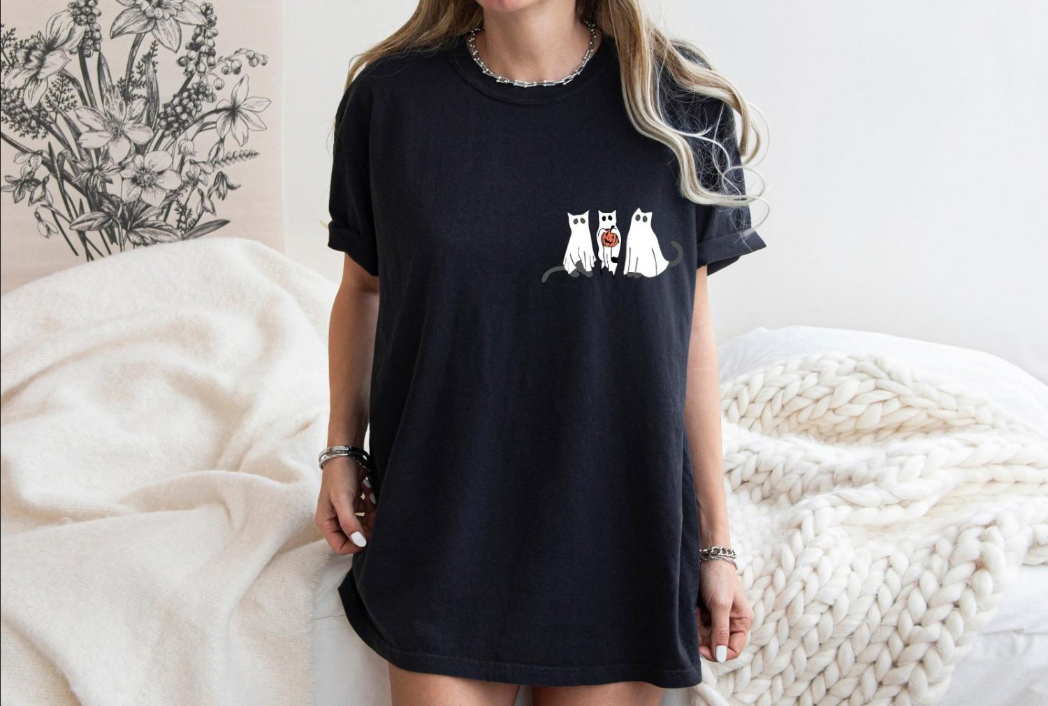 Halloween shirt, Ghost Cats Halloween Shirt, Halloween Shirt, Cute Ghost Shirt, Fall